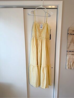 Mary & Mo Yellow tie Tiered Sundress with Smocked Bodice